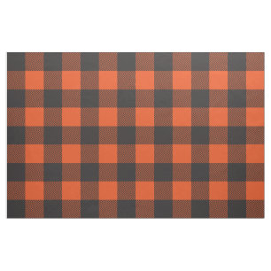 Buffalo Plaid Check Pattern Black Orange Fabric