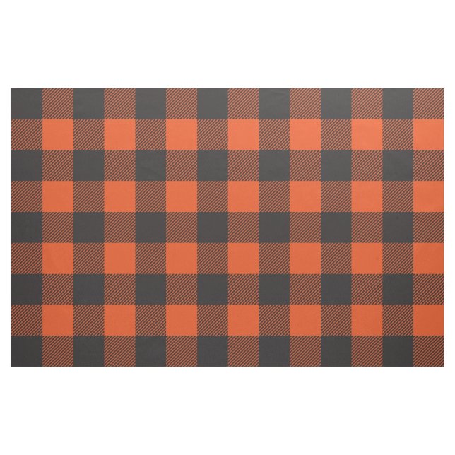Buffalo Plaid Check Pattern Black Orange Fabric (Fat Quarter)