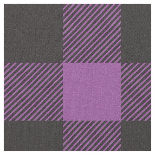 Buffalo Plaid Check Pattern Black Purple Fabric (Close Up)