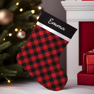 Buffalo Plaid Check Pattern Personalised Monogram Small Christmas Stocking