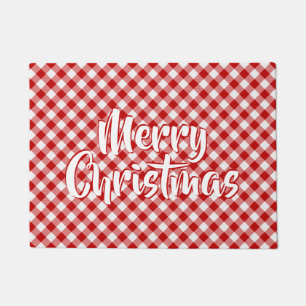 Buffalo Plaid Check Red White Doormat