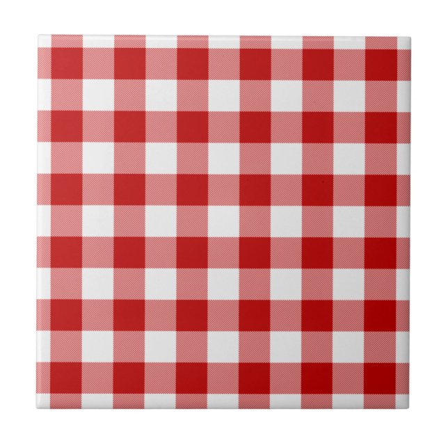 Buffalo Plaid Check Red White Tile (Front)
