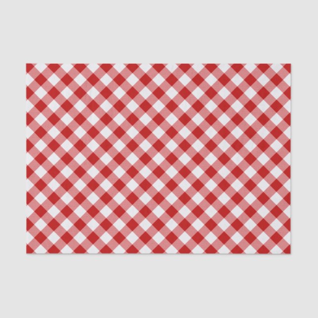 Buffalo Plaid Check Red White Tissue Paper (Front)