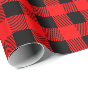 Buffalo Plaid Checks Classic Red and Black Wrapping Paper