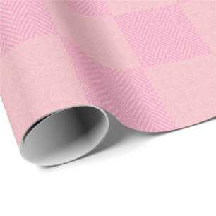 Buffalo Plaid Chequered Fabric Mauve Pink Wrapping Paper