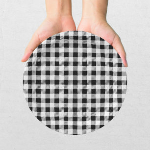 Buffalo Plaid Christmas Black White Paper Plate