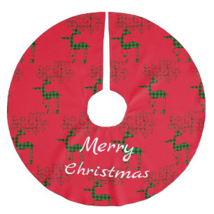 Buffalo Plaid Christmas Deer Thunder_Cove Brushed Polyester Tree Skirt