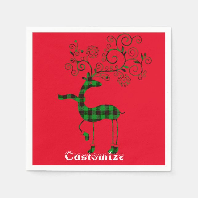 Buffalo Plaid Christmas Deer Thunder_Cove Napkin (Front)