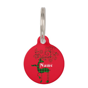 Buffalo Plaid Christmas Deer Thunder_Cove Pet Tag