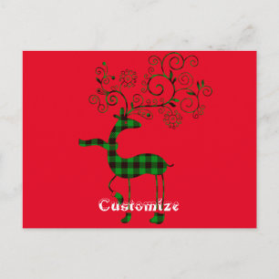 Buffalo Plaid Christmas Deer Thunder_Cove Postcard