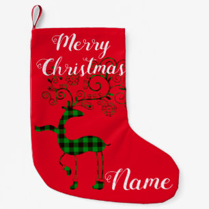 Buffalo Plaid Christmas Deer Thunder_Cove Small Christmas Stocking