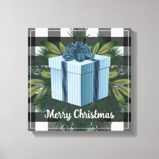 Buffalo Plaid Christmas Gift | Blue Canvas Print