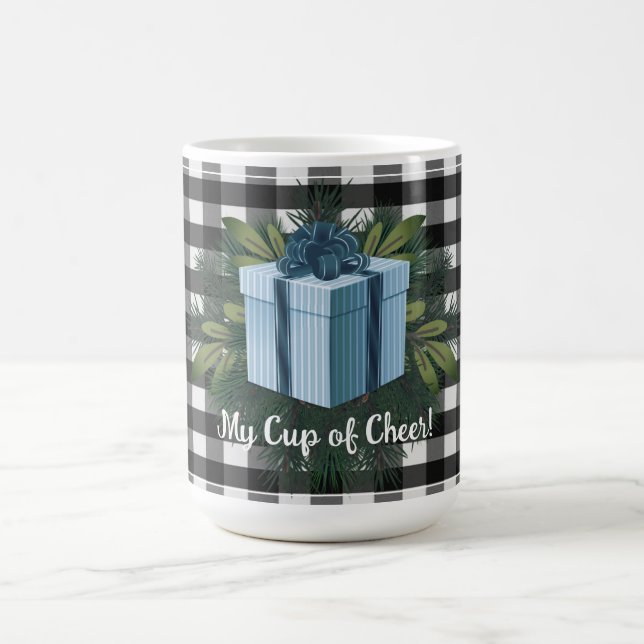 Buffalo Plaid Christmas Gift | Blue Coffee Mug (Center)