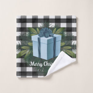 Buffalo Plaid Christmas Gift   Blue Holiday Bath Towel Set