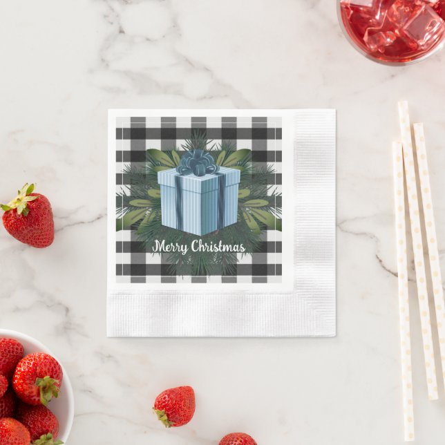 Buffalo Plaid Christmas Gift | Blue Napkin (Insitu)