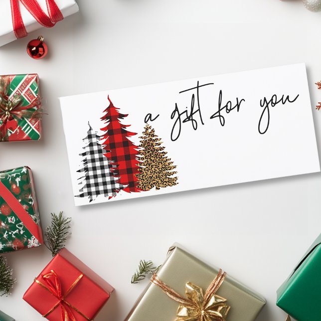 Buffalo Plaid Christmas Gift Card Trees Leopard (Creator Uploaded)