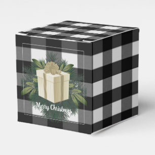 Buffalo Plaid Christmas Gift Gold Favour Box