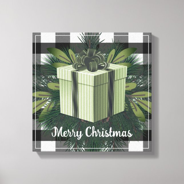 Buffalo Plaid Christmas Gift | Green Canvas Print (Front)