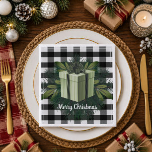 Buffalo Plaid Christmas Gift Green Napkin