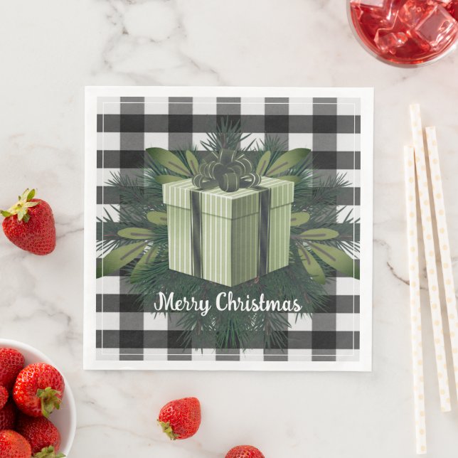 Buffalo Plaid Christmas Gift | Green Napkin (Insitu)