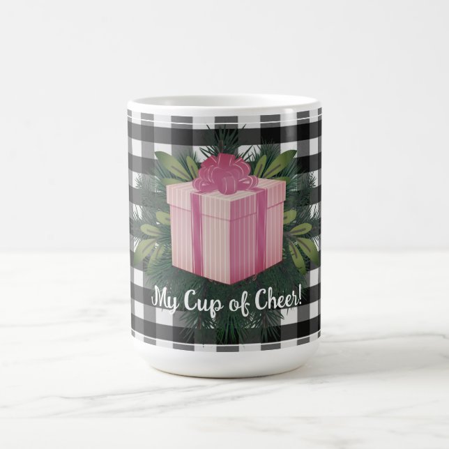 Buffalo Plaid Christmas Gift | Pink Coffee Mug (Center)