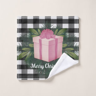 Buffalo Plaid Christmas Gift   Pink Holiday Bath Towel Set