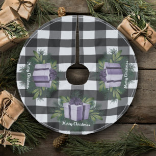 Buffalo Plaid Christmas Gift Purple Brushed Polyester Tree Skirt