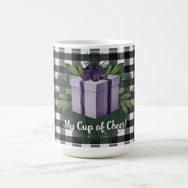 Buffalo Plaid Christmas Gift | Purple Coffee Mug (Center)
