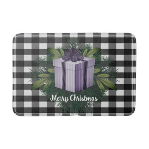 Buffalo Plaid Christmas Gift   Purple Holiday Bath Mat