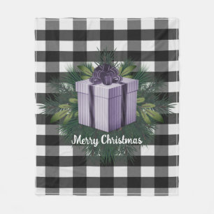 Buffalo Plaid Christmas Gift   Purple Holiday Fleece Blanket