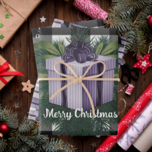 Buffalo Plaid Christmas Gift   Purple Wrapping Paper Sheet