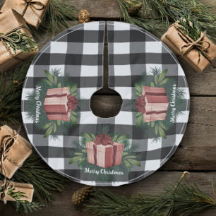 Buffalo Plaid Christmas Gift Red Brushed Polyester Tree Skirt