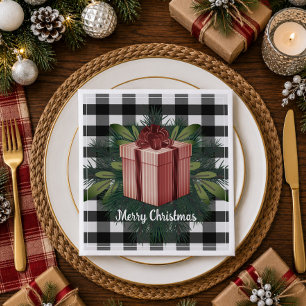 Buffalo Plaid Christmas Gift Red Napkin