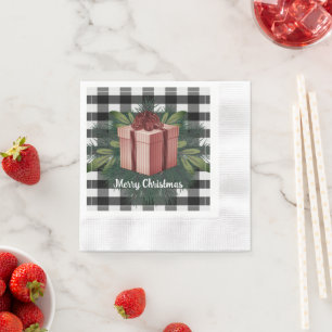 Buffalo Plaid Christmas Gift Red Napkin