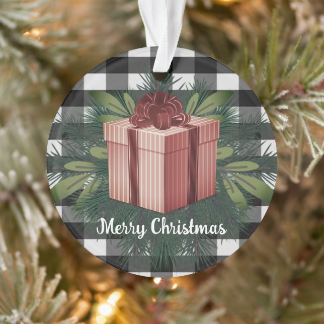 Buffalo Plaid Christmas Gift | Red Ornament (Tree)