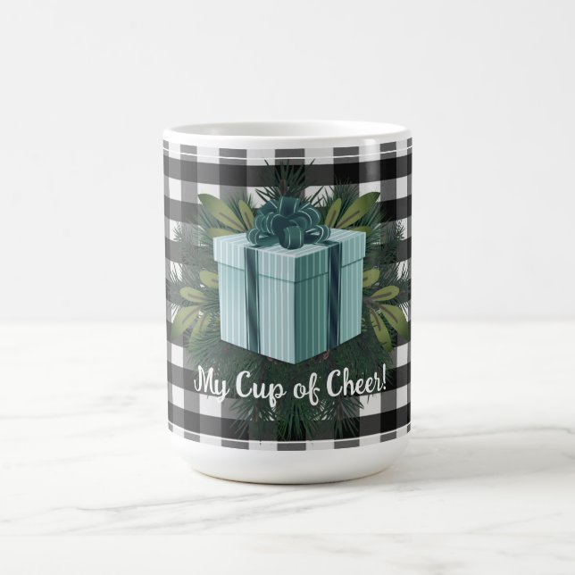 Buffalo Plaid Christmas Gift | Teal Coffee Mug (Center)