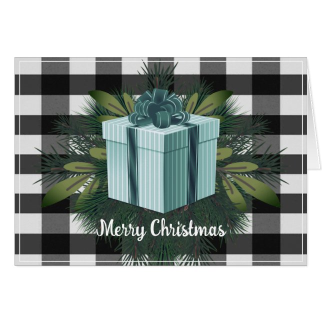 Buffalo Plaid Christmas Gift | Teal Holiday (Front Horizontal)