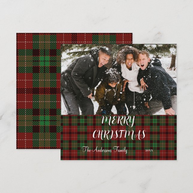Buffalo plaid Christmas   Holiday Card (Front/Back)