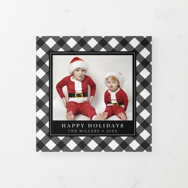 Buffalo Plaid Christmas Holiday Trifold Photo Card (Cover)