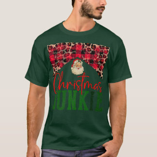 Buffalo Plaid Christmas Junkie Santa Claus Family T-Shirt