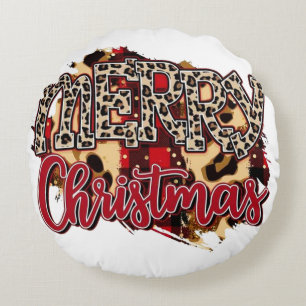 Buffalo Plaid Christmas, Merry Christmas, Xmas Round Cushion
