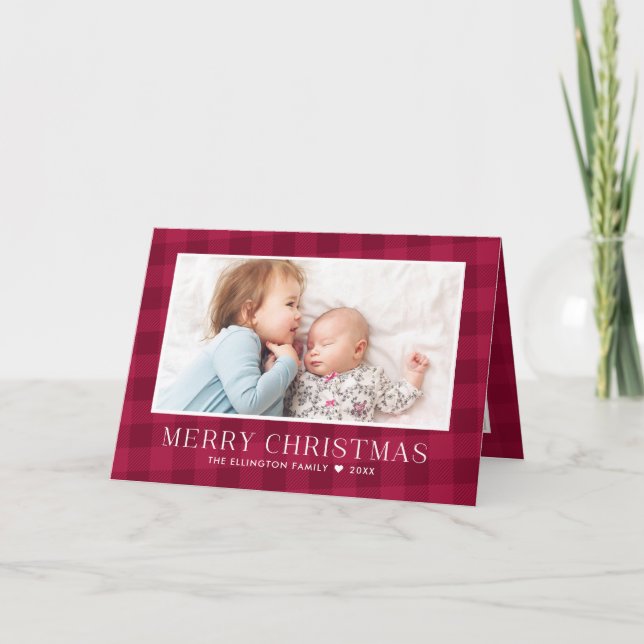 Buffalo Plaid Christmas Newsletter Photo Gallery Holiday Card (Front)