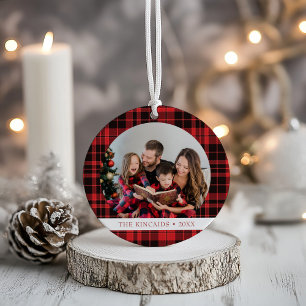 Buffalo Plaid Christmas Photo Keepsake Ornament