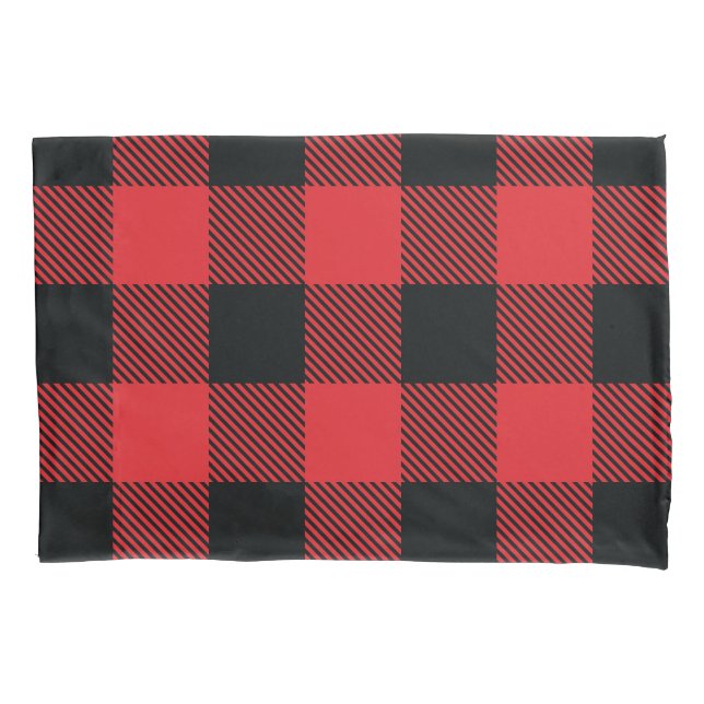 Buffalo Plaid Christmas Red and Black Check Pillowcase (Front)