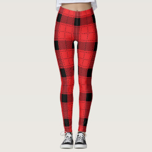 Buffalo Plaid Christmas Red And Black Patterned Leggings