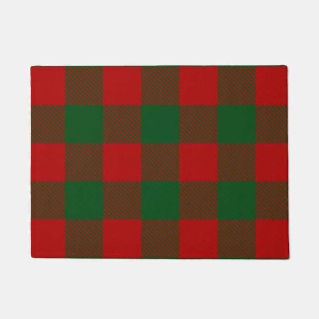 Buffalo Plaid Christmas Red Green Check Doormat (Front)