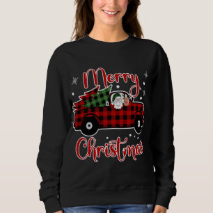 Buffalo Plaid Christmas Red Truck Santa Reindeer T Sweatshirt