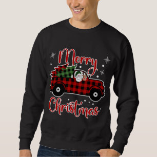 Buffalo Plaid Christmas Red Truck Santa Reindeer T Sweatshirt