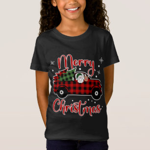 Buffalo Plaid Christmas Red Truck Santa Reindeer T T-Shirt
