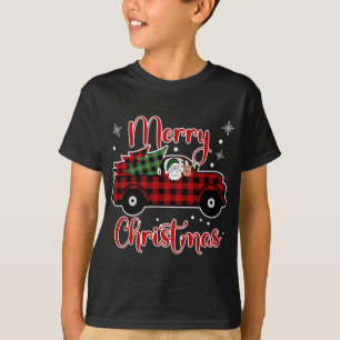 Buffalo Plaid Christmas Red Truck Santa Reindeer T T-Shirt